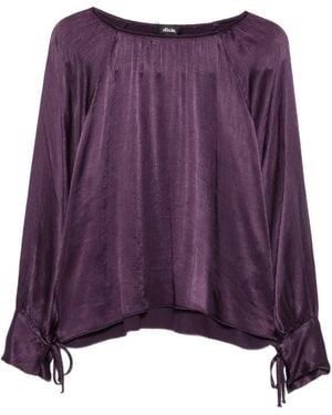 Dixie Crinkled-Finish Tie-Cuff Top - Purple
