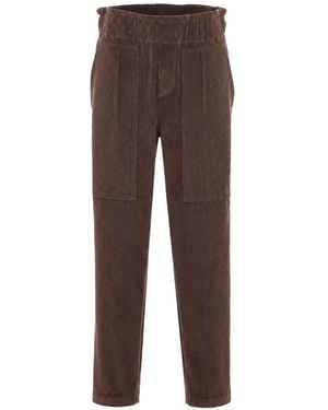 RUE DU BAC Pantalon Droit En Velours Côtelé À Taille Élastiquée - Marron
