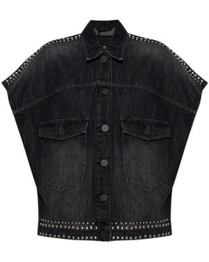 AllSaints Alba Stud-Embellished Denim Shirt - Black