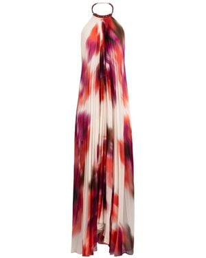 Silvia Tcherassi Constanza Pleated Floral-Print Maxi Dress - Red