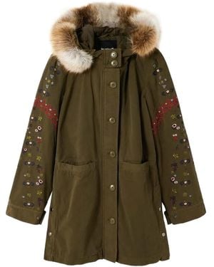 Desigual フローラル パーカーコート - グリーン