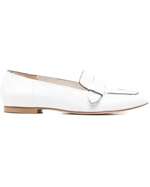 Anna F. Croc-Effect Leather Loafers - White