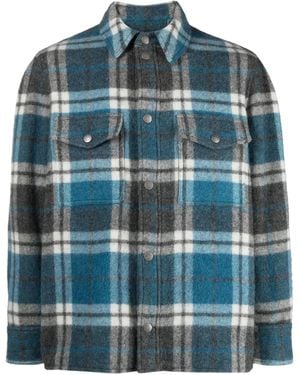 Alanui Check-Pattern Virgin Wool-Blend Shirt - Blue