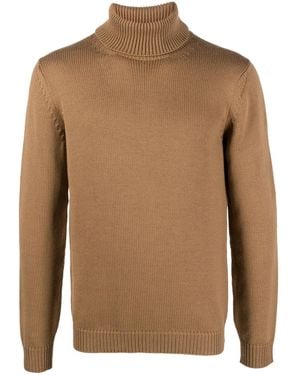 Nuur High-Neck Merino Wool Knit Jumper - Brown
