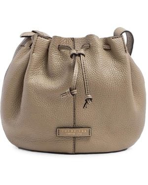 The Bridge Grained Leather Bucket Bag - Natural