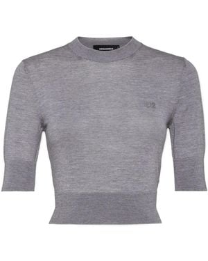 DSquared² Cropped Knitted Top - Grey