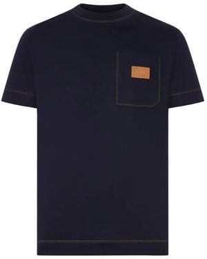 Fendi Logo-Patch T-Shirt - Blue