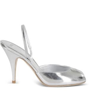 3Juin Metallic Slingback Court Shoes - White