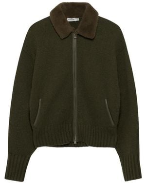 Jonathan Simkhai Zorina Faux-Shearling Collar Cardigan - Green
