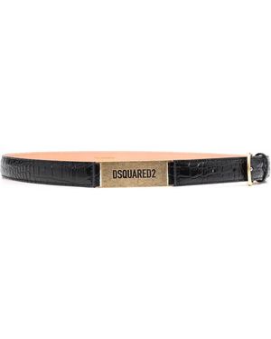 DSquared² Croc-Effect Belt - Natural