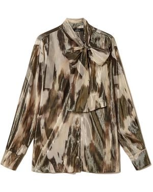 Twinset Print Bow-Tie Shirt - Brown