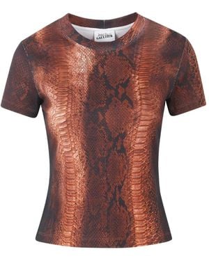 Jean Paul Gaultier Python-Print Crew-Neck T-Shirt - Brown