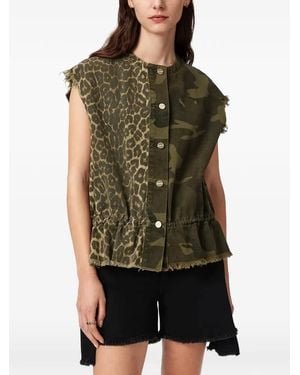 AllSaints Sofi Leopard-Print Camouflage Waistcoat - Green