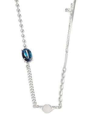 SWEETLIMEJUICE Mix Chain Cross-Detail Necklace - White