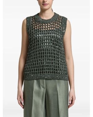 Peserico Sequin-Embellished Vest - Green