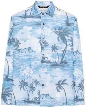 Palm Angels Camicia Sunset Con Stampa Grafica - Blu