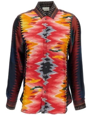 Pierre Louis Mascia Aloe Graphic-Print Silk Shirt - Orange