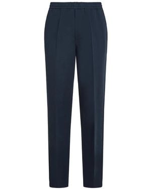 KARL LAGERFELD Elasticated Linen Trousers - Blue