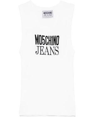 Moschino Logo-Jacquard Tank Top - White