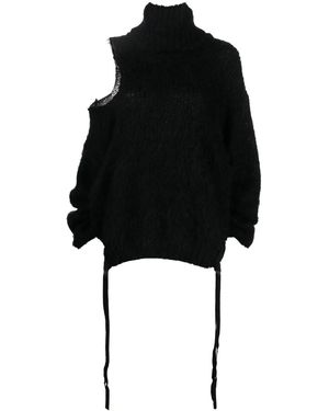 ANDREADAMO Rollkragenpullover Mit Cut-Outs - Schwarz