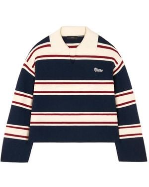 Alanui Striped Embroidered-Logo Jumper - Blue