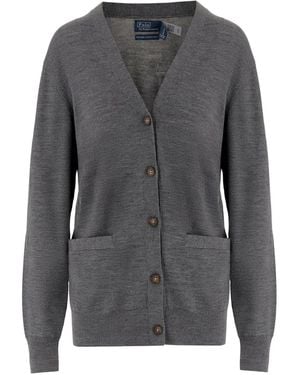 Polo Ralph Lauren Button-Front Patch-Pocket Cardigan - Grey