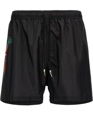 Roberto Cavalli Badeshorts Mit Papageien-Print - Schwarz