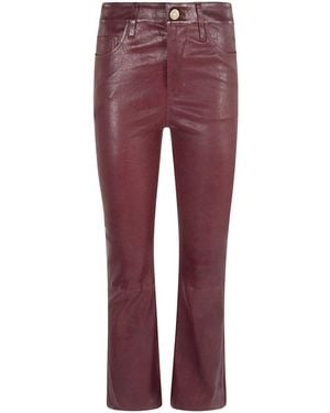 FRAME Leather Cropped Trousers - Red