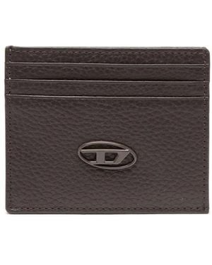DIESEL Logo-Plaque Leather Card Holder - Brown