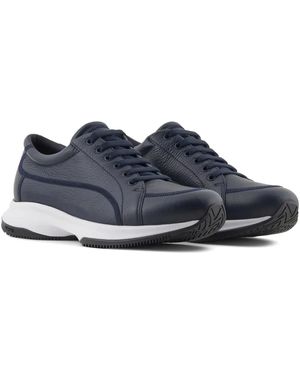 Giorgio Armani Panelled Leather Trainers - Blue