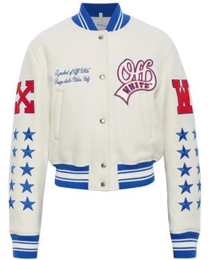 Off-White c/o Virgil Abloh Logo-Patch Bomber Jacket - Blue