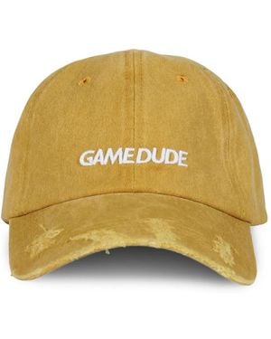 CAPTURE GALLERY Distressed Embroidered Baseball Cap - Yellow