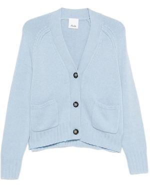 Allude Patch-Pocket Button-Up Cardigan - Blue