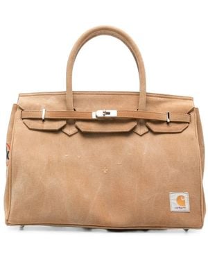 ANOTHER CHANCE Logo-Patch Buckled Tote Bag - Natural