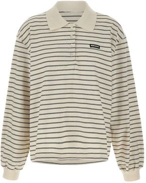 ROTATE BIRGER CHRISTENSEN Striped Long-Sleeve Polo - Grey