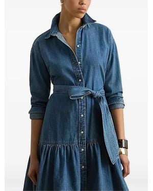 Ralph Lauren Belted Button-Down Mini Dress - Blue