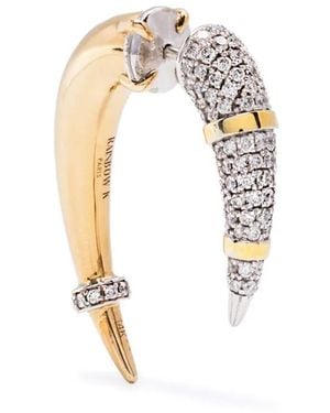 Rainbow K Boucle D'Oreille Horn En Jaune Et Blanc 14Ct Pavée De Diamants
