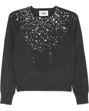 Alpha Studio Jersey Con Detalles De Cristal - Negro