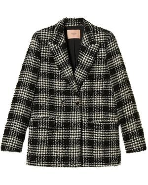 Twinset Blazer A Quadri - Nero