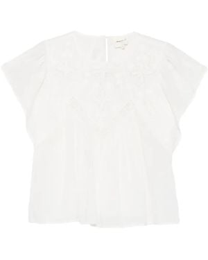 MAISON 123 Broderie-Anglaise Flutter-Sleeve Blouse - White