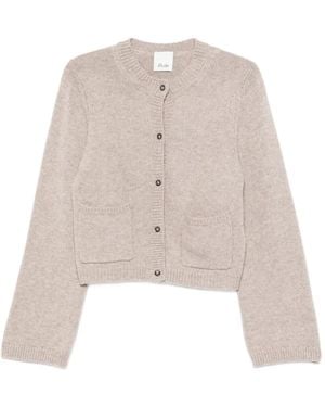 Allude Button-Up Patch-Pocket Cardigan - Natural