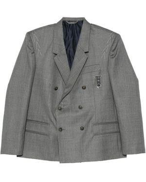 SONIA CARRASCO Double-Breasted Shoulder-Detail Jacket - Grey