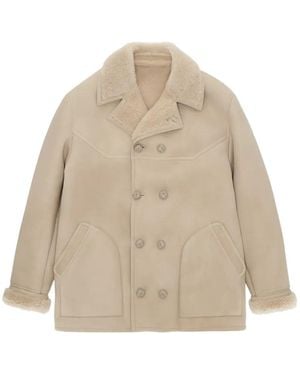Fortela New Lemans Double-Breasted Shearling Jacket - Natural