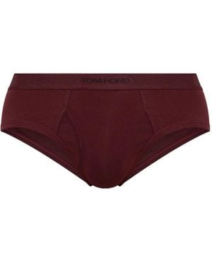 Tom Ford Branded-Waistband Briefs - Purple