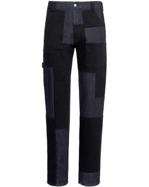 McQueen Patchwork Straight-Leg Jeans - Blue