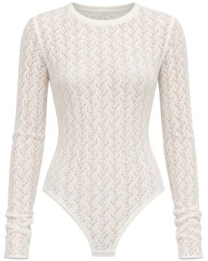 CYCLE Sara Lace-Knit Long-Sleeve Bodysuit - White