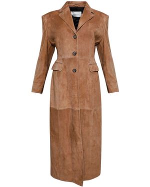 Magda Butrym Hourglass-Shaped Suede Coat - Brown