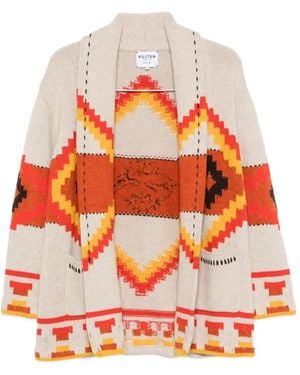 Kujten Intarsia-Knit Shawl-Collar Cardigan - Orange