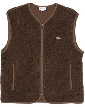 Lacoste Fleece-Texture Gilet - Brown