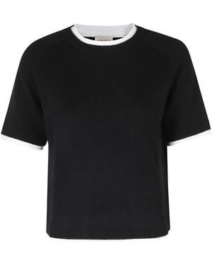 Semicouture Layered-Effect Short-Sleeve Sweater - Black